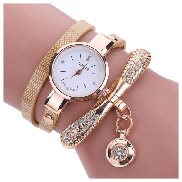 pulsera de piel análogo para mujer con detalles de talla única